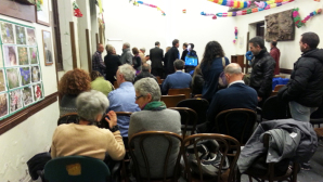 La sala del Cai di Roma gremita di ospiti in occasione della presentazione della nuova guida di Mazzoleni