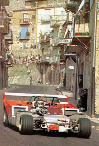 Jacky Ickx con la Ferrari 312PB  nelle prove della Targa Florio del 1973