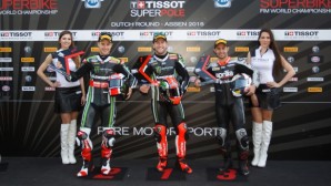 Il podio della Superpole ad Assen