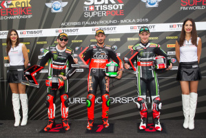 Il podio della Tissot Superpole di Imola