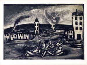 Georges Rouault, Mon doux pays, où êtes-vous?, tav. XLIV, 1927 acquatinta, puntasecca e rotella su eliografia 